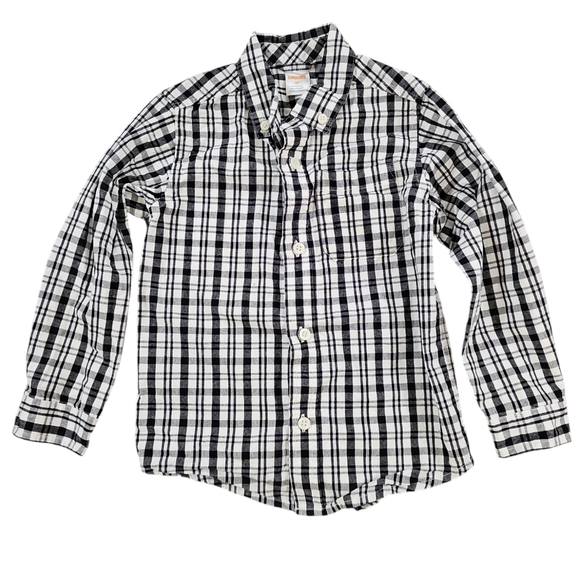 Gymboree Boys Button Down Shirt Black and White Size 5T - Picture 1 of 3